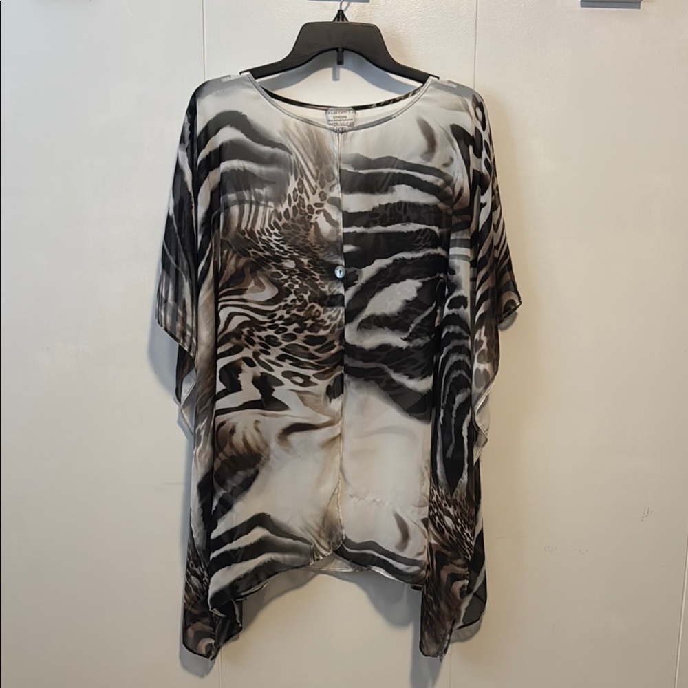 Chico's animal print sheer poncho top